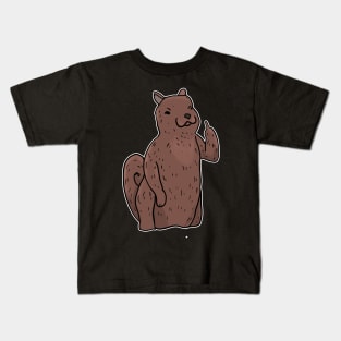 Grumpy Squirrel Holding Middle finger funny gift Kids T-Shirt